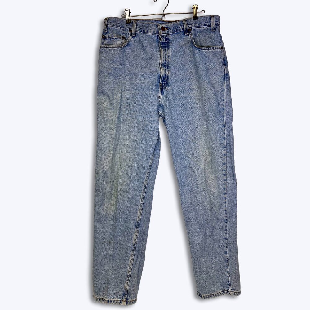 VTG Levi’s 540 Jeans Mens 38x32* Blue Denim Relaxed Straight Leg Blank Brown Tab